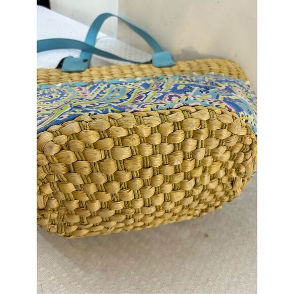 Vera Bradley straw beach shoulder bag Capri Blue - Picture 6 of 11